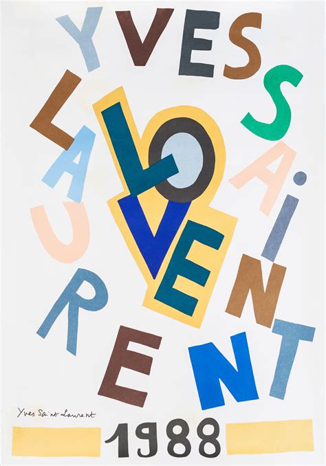 ysl 1988 love poster|Yves Saint Laurent Love Poster, 1988 .